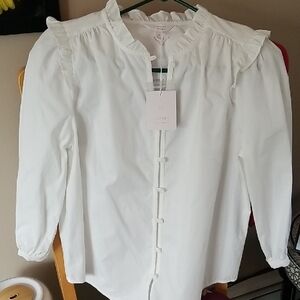 White Ruffled Women's Top